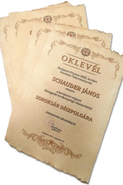 Oklevél nyomtatás
